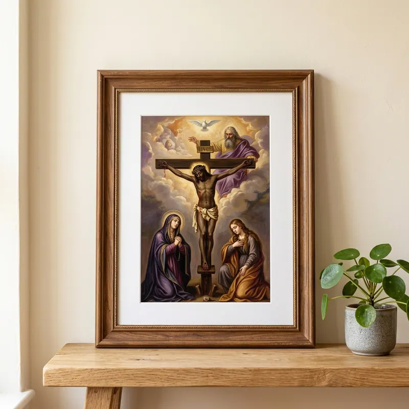 Cuadro de Señor de los Milagros con marco de madera